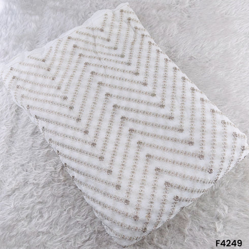 Dyeable Zari Cut Dana Embroidered Georgette Fabric- F4249